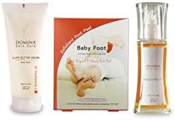 Holiday Luxury Beauty Gift Sets - Domina Illipe Butter Cream, Domina Resurfacing Fluid, and BabyFoot Exfoliate Foot Peel