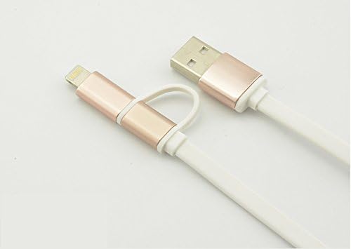8 Pin Lightning to USB Cable With Micro USB Connector Charge and Sync FOR iPhone 6s plus/6s/6 plus/6/5/5s/5c, iPad, iPod, and Other Android Smartphones and Tablets. 3.3FT (White)