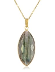 Elyssa Bass Designs 18kt Vermeil Bezel Set Large Marquis Medallion Necklace