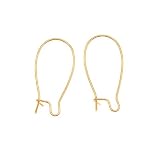 22K Gold Plated Earring Hooks Kidney Wires 25mm (10 Pairs)