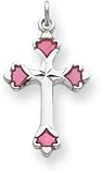 Pink Enameled Cross Charm, Sterling Silver