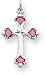 Pink Enameled Cross Charm, Sterling Silver