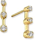 1/4ctw Classic 3-Stone Yellow Gold Diamond Earrings