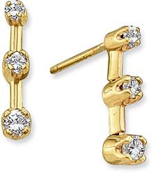 Childrens Toyshop  Jewelry : 1/4ctw Classic 3-Stone Yellow Gold Diamond Earrings