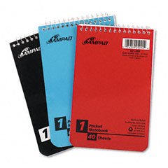 Ampad Efficiency Pocket Notebook, Recycled, 4 X 6 Inches, Single Wire, Top Open, Assorted Covers,3 Notebooks per Pack, Red/Blue/Green (45-094)