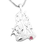 #1 MOM Genuine Ruby Diamond-Cut Charm Pendant on 18 Necklace