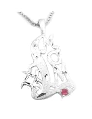 #1 MOM Genuine Ruby Diamond-Cut Charm Pendant on 18" Necklace