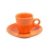Fiesta Tangerine 807 After-Dinner Cup and Saucer Set by Fiesta