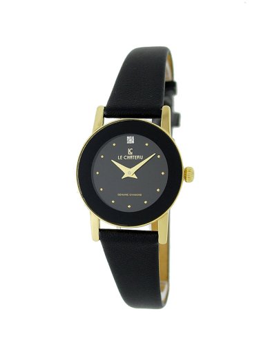 Le Chateau Women's Watch Slim w/Gold Case & Genuine Diamond-5094L