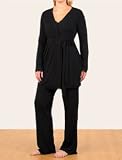 Motherhood Maternity: Long Sleeve V-neck Lace Trim Nursing Pajama Set