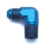 Edelbrock/Russell 660900 Blue Anodized Aluminum -12AN 90-Degree Flare to 1/2 Pipe Adapter Fitting