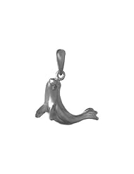 925 Solid Sterling Silver Nautical Necklace Charm Pendant, Seal High Polish & Textured