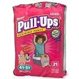 Huggies Pull-Ups Training Pants, Girls Jumbo Pack, Extra Large, 4T-5T, 21416 - 21 diapers / pack, 4packs