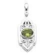 14K White Gold Peridot and Diamond Pendant