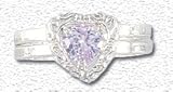 Solid Sterling Silver Birthstone Heart Ring Set - June