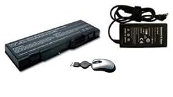 Replacement Battery and Dell 65 Watts 19.5 Volts AC Power Adapter Compatible with Dell 6000, Inspiron 6000, 9200, 9300, 9400, M170 ,M1710, M6300, M90, 310-0349, 310-6321, 312-6322, 312-0339, 312-0340, 312-0348, 312-0349, 312-0350, 312-0425, 312-0429, 312-0455, C5446, C5447, C5448, C5974, D5318, D5551, D5552, D5555, F5126, F5127, F5131, F5132, F5133, F5134, F5135, F5635, G5260, G5266, U4873, Y4500, Y4504, YF976, Y4873 ( 6 Cells, 4400 Mah ) - Includes Mini Optical Mouse with Retractable USB cord