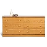 Casual Style Oak Finish 6 Drawer Storage Dresser