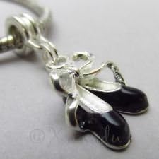 Black Ballet Pointe Shoes European Bead For Charm Bracelets - Gift For Dancers