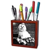 Dogs Maltese - Maltese - Tile Pen Holders-5 inch tile pen holder