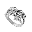 Sterling Silver Ring - Butterfly - Face Height: 15mm - Band Width: 3mm - Size: 5-9