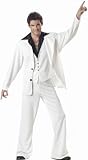 Mens White Outfit Retro 70s Disco Dancer Costume White Suit Saturday Night Fever Attire