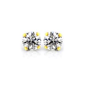 0.16Ct TW &amp; 10K Yellow Gold Diamond Stud Earrings (Round-cut, I-J,I3): Jewelry