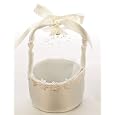 Cheap Deals on Darling Flowergirl White Satin and Floral Lace Basket- For Weddings, Celebrations, Easter and More