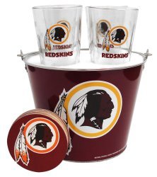 Washington Redskins Pint Glasses and Beer Bucket Set | Washington Redskins Gift Set