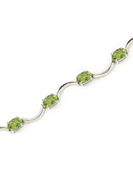 14K White Gold Oval Peridot Bracelet