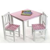 Child's Pink & White Table Set with 2 Chairs