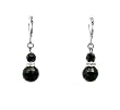 Earrings - E207 - Crystal Rondelle & Glass Beads (10 mm) ~ Jet Black