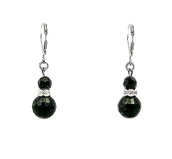 Earrings - E207 - Crystal Rondelle & Glass Beads (10 mm) ~ Jet Black