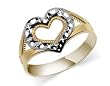 Genuine 10 KT Two Tone Gold Finish Hollow Heart Ring 10K Band Size 8