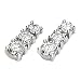 Stunning! Polished!14k White-gold 1 CTTW Round Very Good Faceted Moissanite 3-Stone earrings