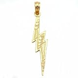 Lightning Bolt Charm Diamond-Cut 14k Gold 28mm