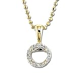 14K Yellow Gold Round Diamond Mounting Pendant & Chain (0.04 ctw, G-H, SI1)