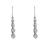 CZ Drop Earrings with Rhodium Finish