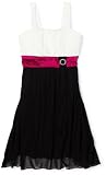 Paperdoll Girls 7-16 Matte Jersey Dress, Ivory/Magenta/Black, Medium