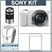 Sony Alpha NEX-3NL Compact ILC Digital Camera with 16-50mm Lens, White - Bundle - with Sony 55-210mm f/4.5-6.3 Lens, 16GB SDHC Memory Card, Camera Carrying Case