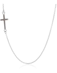 Stainless Steel  Side Cross Charm Rolo Chain Necklace