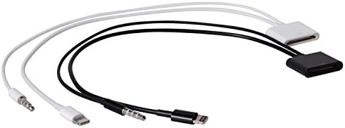 iPad / iPhones (Old to New Adaptor) [30 Pin to 8 Pin] Adapter Converter with Audio Connector Cable [Black and White] [2Pack]