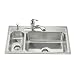 KOHLER K-3347L-3-NA Toccata High/Low Self-Rimming Kitchen Sink