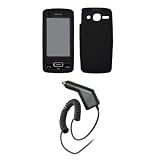 Premium Black Soft Silicone Gel Skin Cover Case + Rapid Car Charger for LG eXpo GW820 [Accessory Export Packaging]