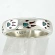 Southwestern Style Bear Paw Band Ring in Sterling Silver with Turquoise and Coral Inlay for Men or Women, Sizes 5, 6, 7, 8, 9, 10, 11, 12, 13, 14, and 15, #10519