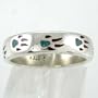 Southwestern Style Wolf Paw Band Ring in Sterling Silver with Turquoise and Coral Chip Inlay for Men or Women, Sizes 5, 6, 7, 8, 9, 10, 11 and 12, #10519