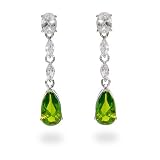 Eve's Addiction Elegant Peridot & Diamond CZ Teardrop Earrings