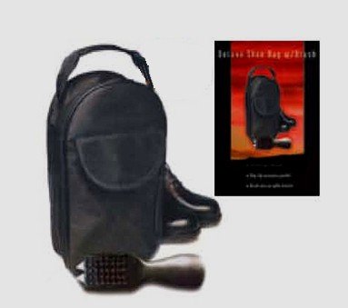 Deluxe Black Golf Shoe Bag with Brush