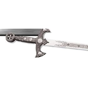 Knights Templer Antique Silver Sword W/