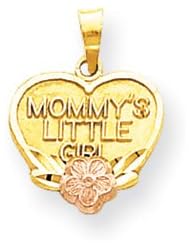 Genuine IceCarats Designer Jewelry Gift 10K Two-Tone Mommy&apos;s Little Girl Heart Charm