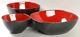 Home Trends Rave-Red Square 3-Piece Mixing Bowl Set, Fine China Dinnerware